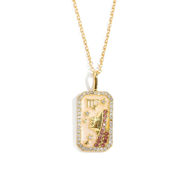PandaHall Brass Micro Pave Cubic Zirconia Rectangle with Constellation Pendant Necklaces, with Enamel, Cable Chain Necklace for Women, Virgo...
PandaHall Brass Micro Pave Cubic Zirconia Rectangle with Constellation Pendant Necklaces, with Enamel, Cable Chain Necklace for Women, Virgo...
