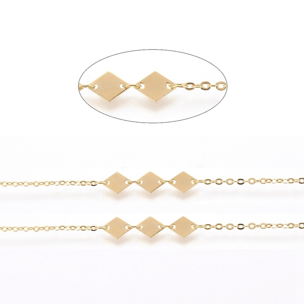 PandaHall Brass Cable Chain, Soldered, with Spool, Flat Oval, Long-Lasting Plated, Rhombus, Real 18K Gold Plated, 2x1.5x0.3mm & 3x2.5x0.5mm...
PandaHall Brass Cable Chain, Soldered, with Spool, Flat Oval, Long-Lasting Plated, Rhombus, Real 18K Gold Plated, 2x1.5x0.3mm & 3x2.5x0.5mm...