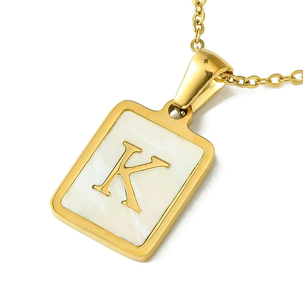 PandaHall Ion Plating(IP) Rectangle with Initial Letter 304 Stainless Steel Pendant Necklace, white Shell, Real 18K Gold Plated, Letter K...
PandaHall Ion Plating(IP) Rectangle with Initial Letter 304 Stainless Steel Pendant Necklace, white Shell, Real 18K Gold Plated, Letter K...