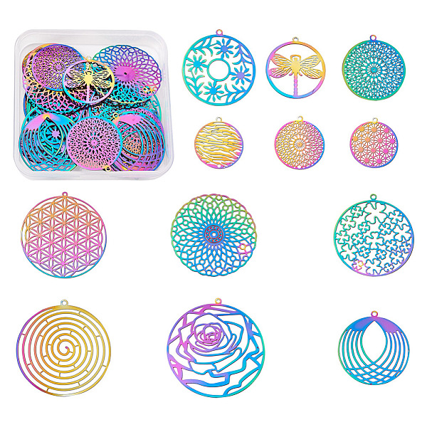 PandaHall Fashewelry 48Pcs 12 Style 201 Stainless Steel Filigree Pendants, Etched Metal Embellishments, Mixed Shapes, Rainbow Color...
PandaHall Fashewelry 48Pcs 12 Style 201 Stainless Steel Filigree Pendants, Etched Metal Embellishments, Mixed Shapes, Rainbow Color...