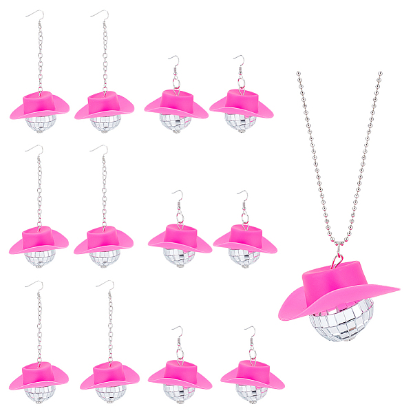 PandaHall 6 Pairs Plastic Cap with Glass Disco Ball Dangle Earrings & 1Pc Pendant Necklace, Platinum Alloy Jewelry for Women, Deep Pink...
PandaHall 6 Pairs Plastic Cap with Glass Disco Ball Dangle Earrings & 1Pc Pendant Necklace, Platinum Alloy Jewelry for Women, Deep Pink...