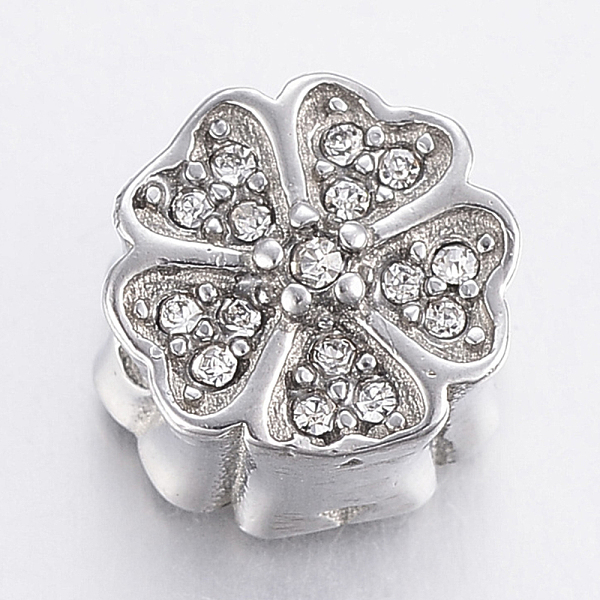 PandaHall 304 Stainless Steel Rhinestone Beads, Flower, Stainless Steel Color, 10x8.5mm, Hole: 2mm Stainless Steel+Rhinestone Flower Clear 
PandaHall 304 Stainless Steel Rhinestone Beads, Flower, Stainless Steel Color, 10x8.5mm, Hole: 2mm Stainless Steel+Rhinestone Flower Clear