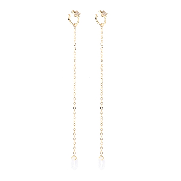 PandaHall Creative Star Cubic Zirconia Earring Strap, Brass Cuff Earring with Long Tassel, Bluetooth Headset Anti-lost Earrings, Golden..., Gold
PandaHall Creative Star Cubic Zirconia Earring Strap, Brass Cuff Earring with Long Tassel, Bluetooth Headset Anti-lost Earrings, Golden..., Gold