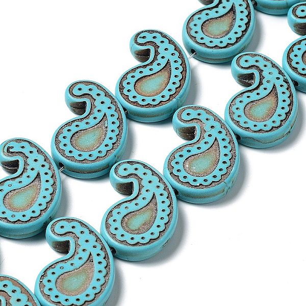 PandaHall Synthetic Turquoise Dyed Beads Strands, Teardrop, Dark Turquoise, 27~28x19~22x4.4~4.8mm, Hole: 0.7mm, about 18pcs/strand...
PandaHall Synthetic Turquoise Dyed Beads Strands, Teardrop, Dark Turquoise, 27~28x19~22x4.4~4.8mm, Hole: 0.7mm, about 18pcs/strand...