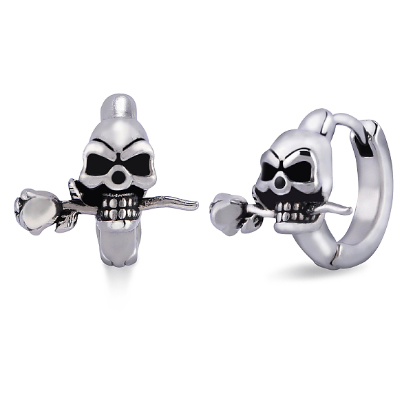 PandaHall 316 Stainless Steel Skull with Rose Hoop Earrings for Men Women, Antique Silver, 13x13.5x17mm, Pin: 0.9mm 316 Surgical Stainless...
PandaHall 316 Stainless Steel Skull with Rose Hoop Earrings for Men Women, Antique Silver, 13x13.5x17mm, Pin: 0.9mm 316 Surgical Stainless...