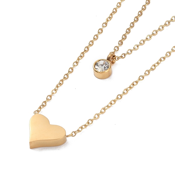 PandaHall Ion Plating(IP) 304 Stainless Steel Cable Necklaces, Heart & Flat Round with Rhinestone Pendant Necklaces for Women, Real 18K Gold..., Clear
PandaHall Ion Plating(IP) 304 Stainless Steel Cable Necklaces, Heart & Flat Round with Rhinestone Pendant Necklaces for Women, Real 18K Gold..., Clear