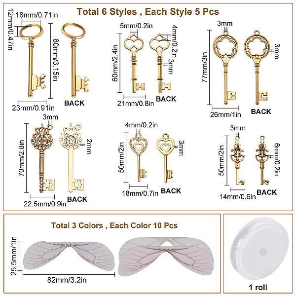 PandaHall SUNNYCLUE Tibetan Style Pendants, Lead Free and Cadmium Free, Skeleton Key Pendants, with Organza Fabric, Antique Golden...
PandaHall SUNNYCLUE Tibetan Style Pendants, Lead Free and Cadmium Free, Skeleton Key Pendants, with Organza Fabric, Antique Golden...