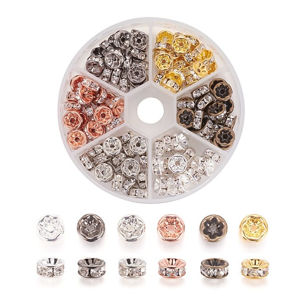 PandaHall Brass Rhinestone Spacer Beads, Grade AAA, Straight Flange, Rondelle, Crystal, Mixed Color, 8x3.8mm, Hole: 1.5mm, 120pcs/box..., Clear
PandaHall Brass Rhinestone Spacer Beads, Grade AAA, Straight Flange, Rondelle, Crystal, Mixed Color, 8x3.8mm, Hole: 1.5mm, 120pcs/box..., Clear