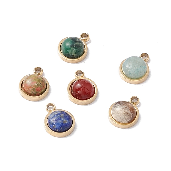 PandaHall Natural Mixed Stone Charms, with Ion Plating(IP) Real 24K Gold Plated 304 Stainless Steel Findings, Half Round, 7.5x5.5x3mm, Hole...
PandaHall Natural Mixed Stone Charms, with Ion Plating(IP) Real 24K Gold Plated 304 Stainless Steel Findings, Half Round, 7.5x5.5x3mm, Hole...