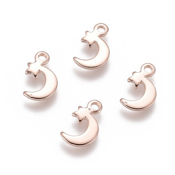 PandaHall 201 Stainless Steel Charms, Moon with Star, Rose Gold, 11x7x1mm, Hole: 1.5mm 201 Stainless Steel Moon
PandaHall 201 Stainless Steel Charms, Moon with Star, Rose Gold, 11x7x1mm, Hole: 1.5mm 201 Stainless Steel Moon
