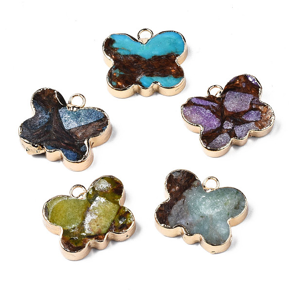 PandaHall Butterfly Assembled Natural Bronzite and Natural & Synthetic Gemstone Pendants, with Iron Loop and Brass Edge, Light Gold, Dyed..., Multicolor
PandaHall Butterfly Assembled Natural Bronzite and Natural & Synthetic Gemstone Pendants, with Iron Loop and Brass Edge, Light Gold, Dyed..., Multicolor