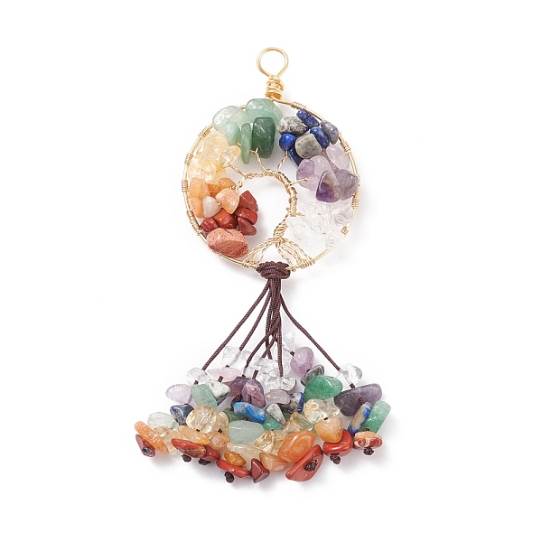 PandaHall Natural Mixed Stone Chip Big Pendants, with Copper Wire Wrapped and Coconut Brown Braided Nylon Thread, Flat Round with Tree ...
PandaHall Natural Mixed Stone Chip Big Pendants, with Copper Wire Wrapped and Coconut Brown Braided Nylon Thread, Flat Round with Tree ...
