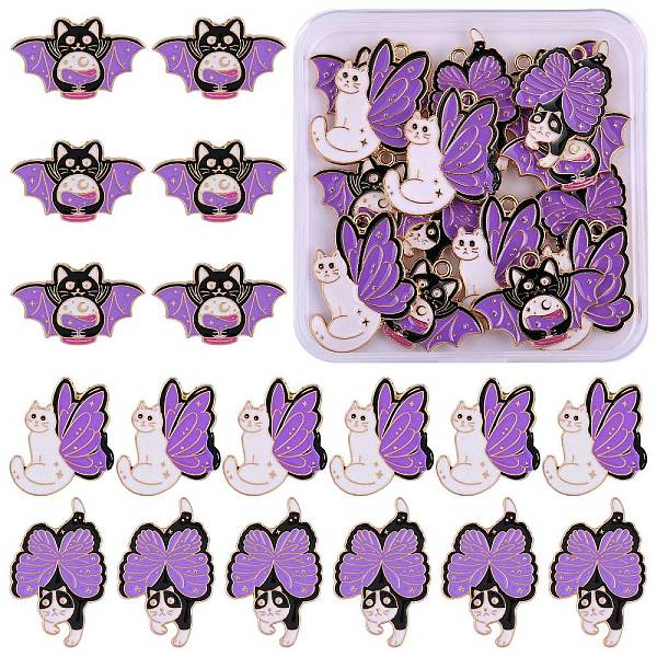 PandaHall 18Pcs 3 Style Alloy Enamel Pendants, Light Gold, Cat/Bat Charm, Medium Purple, 20~30.5x19~29x1mm, Hole: 1.8mm, 6pcs/style...
PandaHall 18Pcs 3 Style Alloy Enamel Pendants, Light Gold, Cat/Bat Charm, Medium Purple, 20~30.5x19~29x1mm, Hole: 1.8mm, 6pcs/style...
