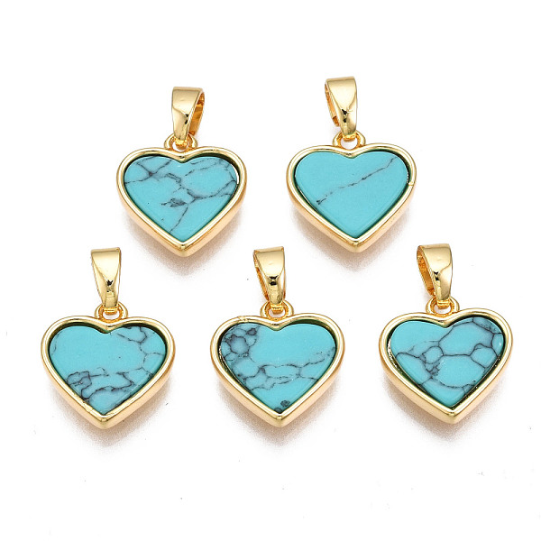 PandaHall Real 18K Gold Plated Brass Pendants, with Synthetic Turquoise Cabochons, Cadmium Free & Nickel Free & Lead Free, Heart, Turquoise...
PandaHall Real 18K Gold Plated Brass Pendants, with Synthetic Turquoise Cabochons, Cadmium Free & Nickel Free & Lead Free, Heart, Turquoise...