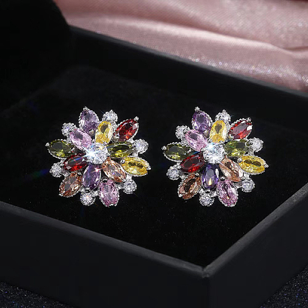 PandaHall Brass Micro Pave Cubic Zirconia Stud Earrings, Flower, Colorful, 20mm Cubic Zirconia Flower
PandaHall Brass Micro Pave Cubic Zirconia Stud Earrings, Flower, Colorful, 20mm Cubic Zirconia Flower