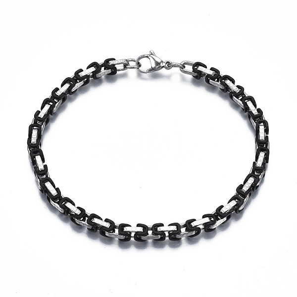 PandaHall Ion Plating(IP) Two Tone 201 Stainless Steel Byzantine Chain Bracelet for Men Women, Nickel Free, Electrophoresis Black, 8-1/2...
PandaHall Ion Plating(IP) Two Tone 201 Stainless Steel Byzantine Chain Bracelet for Men Women, Nickel Free, Electrophoresis Black, 8-1/2...