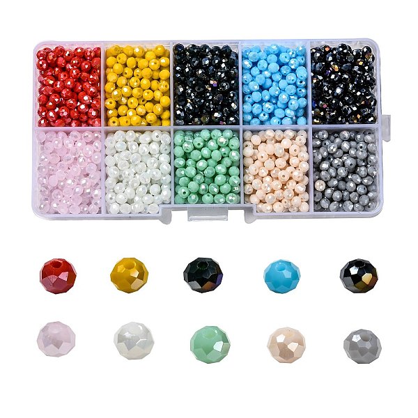 PandaHall 10 Colors Electroplate Glass Beads, Opaque Solid Color, AB Color Plated, Faceted, Rondelle, Mixed Color, 4x3mm, Hole: 0.4mm, 10..., Multicolor
PandaHall 10 Colors Electroplate Glass Beads, Opaque Solid Color, AB Color Plated, Faceted, Rondelle, Mixed Color, 4x3mm, Hole: 0.4mm, 10..., Multicolor