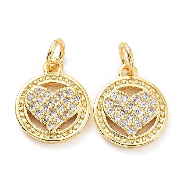 PandaHall Brass Micro Pave Cubic Zirconia Charms, with Jump Rings, Flat Round with Heart, Light Gold, 13x11x2mm, 10pcs/box Brass+Cubic..., Clear
PandaHall Brass Micro Pave Cubic Zirconia Charms, with Jump Rings, Flat Round with Heart, Light Gold, 13x11x2mm, 10pcs/box Brass+Cubic..., Clear