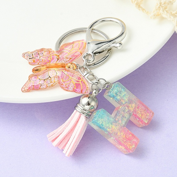 PandaHall Resin & Acrylic Keychains, with Alloy Split Key Rings and Faux Suede Tassel Pendants, Letter & Butterfly, Letter H, 8.6cm Resin...
PandaHall Resin & Acrylic Keychains, with Alloy Split Key Rings and Faux Suede Tassel Pendants, Letter & Butterfly, Letter H, 8.6cm Resin...