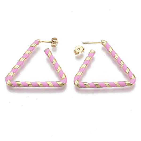 PandaHall (Jewelry Parties Factory Sale)Brass Stud Earrings, with Enamel and Earring Backs, Triangle, Real 18K Gold Plated, Pearl Pink...
PandaHall (Jewelry Parties Factory Sale)Brass Stud Earrings, with Enamel and Earring Backs, Triangle, Real 18K Gold Plated, Pearl Pink...