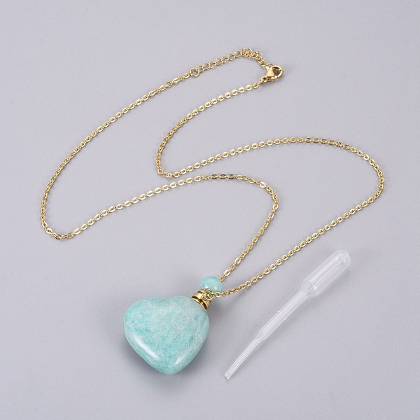 PandaHall Natural Amazonite Openable Perfume Bottle Pendant Necklaces, with Stainless Steel Cable Chain and Plastic Dropper, Heart, 50~55cm...
PandaHall Natural Amazonite Openable Perfume Bottle Pendant Necklaces, with Stainless Steel Cable Chain and Plastic Dropper, Heart, 50~55cm...