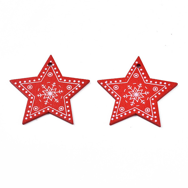 PandaHall Christmas Theme Spray Painted Wood Pendants, Single-Sided Printed, Star with Snowflake, Red, 47x49x2.5mm, Hole: 2mm Wood Star Red
PandaHall Christmas Theme Spray Painted Wood Pendants, Single-Sided Printed, Star with Snowflake, Red, 47x49x2.5mm, Hole: 2mm Wood Star Red