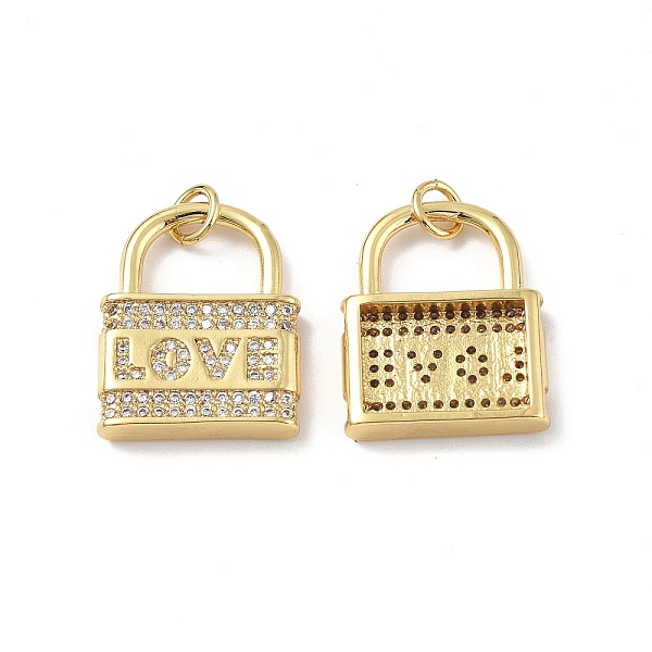 PandaHall Brass Micro Pave Clear Cubic Zirconia Pendants, with Jump Ring, Lock with Word Love, Real 18K Gold Plated, 20x16x3.5mm, Hole...
PandaHall Brass Micro Pave Clear Cubic Zirconia Pendants, with Jump Ring, Lock with Word Love, Real 18K Gold Plated, 20x16x3.5mm, Hole...