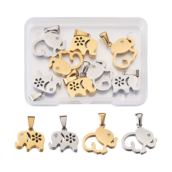 PandaHall 8Pcs 4 Styles 304 Stainless Steel Pendants, with Rhinestone, Manual Polishing, Elephant, Golden & Stainless Steel Color..., Clear
PandaHall 8Pcs 4 Styles 304 Stainless Steel Pendants, with Rhinestone, Manual Polishing, Elephant, Golden & Stainless Steel Color..., Clear