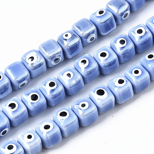 PandaHall Handmade Porcelain Ceramic Beads Strands, Bright Glazed Porcelain, Cube with Evil Eye, Light Sky Blue, 9.5x8.5x8.5mm, Hole: 1.5mm...
PandaHall Handmade Porcelain Ceramic Beads Strands, Bright Glazed Porcelain, Cube with Evil Eye, Light Sky Blue, 9.5x8.5x8.5mm, Hole: 1.5mm...