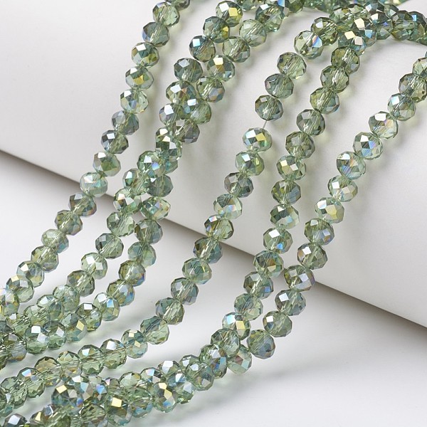 PandaHall Electroplate Transparent Glass Beads Strands, Half Green Plated, Faceted, Rondelle, Light Green, 4x3mm, Hole: 0.4mm, about...
PandaHall Electroplate Transparent Glass Beads Strands, Half Green Plated, Faceted, Rondelle, Light Green, 4x3mm, Hole: 0.4mm, about...