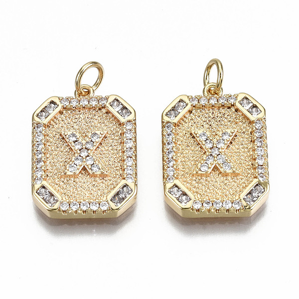 PandaHall Brass Micro Pave Clear Cubic Zirconia Pendants, Nickel Free, Real 18K Gold Plated, Rounded Rectangle with Word, Letter.X...
PandaHall Brass Micro Pave Clear Cubic Zirconia Pendants, Nickel Free, Real 18K Gold Plated, Rounded Rectangle with Word, Letter.X...