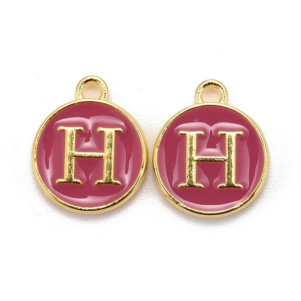 PandaHall Golden Plated Alloy Enamel Charms, Cadmium Free & Lead Free, Enamelled Sequins, Flat Round with Letter, Camellia, Letter.H..., Pink
PandaHall Golden Plated Alloy Enamel Charms, Cadmium Free & Lead Free, Enamelled Sequins, Flat Round with Letter, Camellia, Letter.H..., Pink