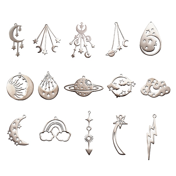 PandaHall 15Pcs 15 Styles 201 Stainless Steel Pendants, Laser Cut, Mixed Shapes, Stainless Steel Color, 26.5x20x1mm, Hole: 1.5mm, 1pc/style...
PandaHall 15Pcs 15 Styles 201 Stainless Steel Pendants, Laser Cut, Mixed Shapes, Stainless Steel Color, 26.5x20x1mm, Hole: 1.5mm, 1pc/style...