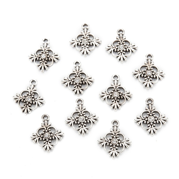 PandaHall Tibetan Style Alloy Rhinestone Pendants, Flower, Antique Silver, 18.5x15x2mm, Hole: 1.6mm Alloy+Rhinestone Flower Clear
PandaHall Tibetan Style Alloy Rhinestone Pendants, Flower, Antique Silver, 18.5x15x2mm, Hole: 1.6mm Alloy+Rhinestone Flower Clear