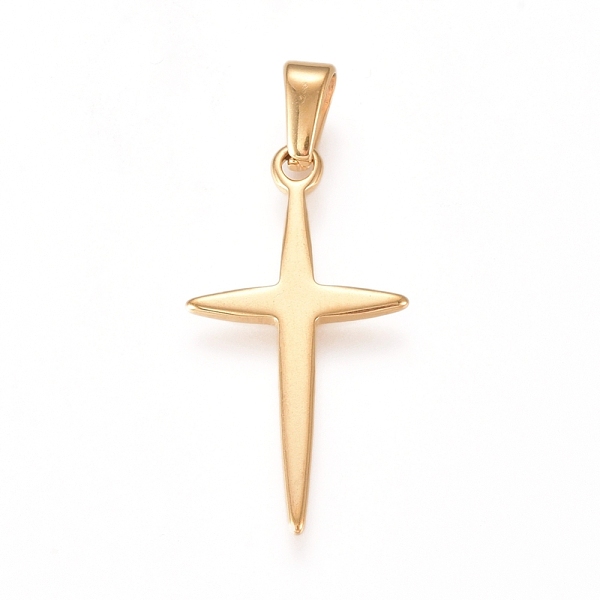 PandaHall 304 Stainless Steel Pendants, Cross, Golden, 26x16x1.5mm, Hole: 6x2.5mm 304 Stainless Steel Cross
PandaHall 304 Stainless Steel Pendants, Cross, Golden, 26x16x1.5mm, Hole: 6x2.5mm 304 Stainless Steel Cross