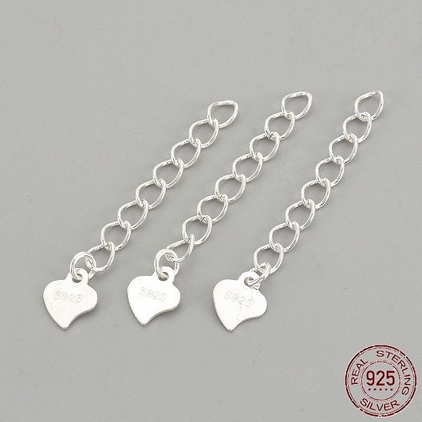 PandaHall 925 Sterling Silver Twisted Extender Chains, with Heart Charms, with 925 Stamp, Silver, 32mm Sterling Silver
PandaHall 925 Sterling Silver Twisted Extender Chains, with Heart Charms, with 925 Stamp, Silver, 32mm Sterling Silver