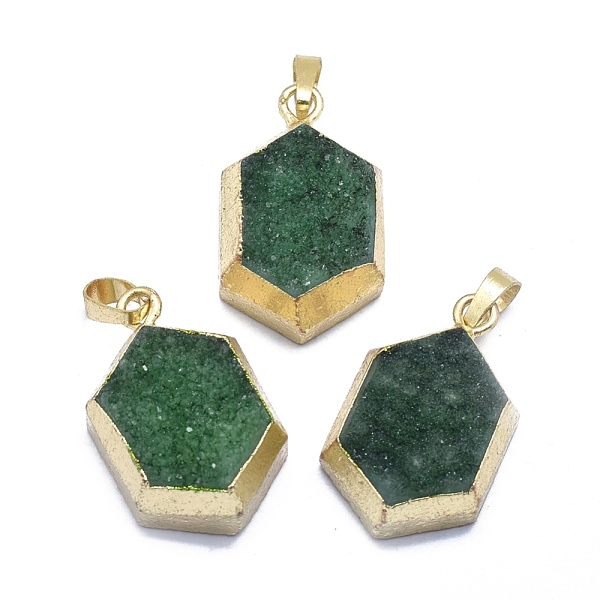 PandaHall Natural Druzy Agate Pendants, Edge Golden Plated, with Golden Tone Brass Finding, Hexagon, Dyed & Heated, Medium Sea Green...
PandaHall Natural Druzy Agate Pendants, Edge Golden Plated, with Golden Tone Brass Finding, Hexagon, Dyed & Heated, Medium Sea Green...