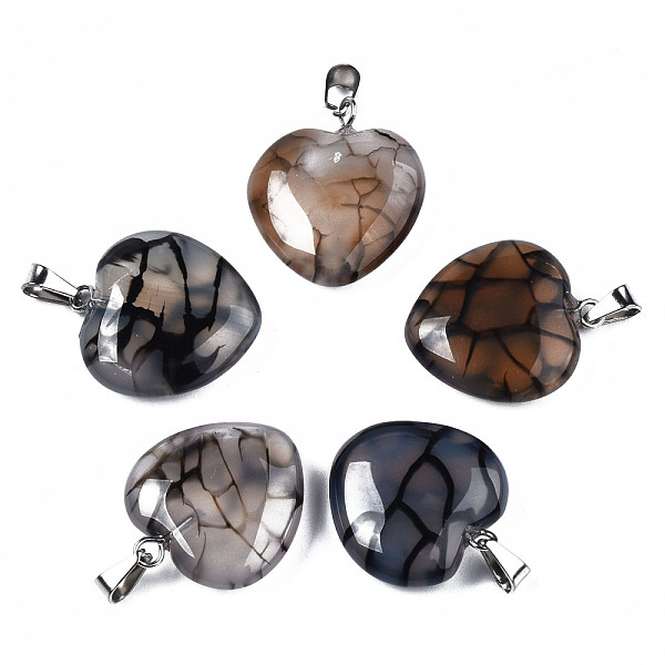 PandaHall Natural Dragon Veins Agate Pendants, with Stainless Steel Snap On Bails, Heart, Stainless Steel Color, Dark Gray...
PandaHall Natural Dragon Veins Agate Pendants, with Stainless Steel Snap On Bails, Heart, Stainless Steel Color, Dark Gray...