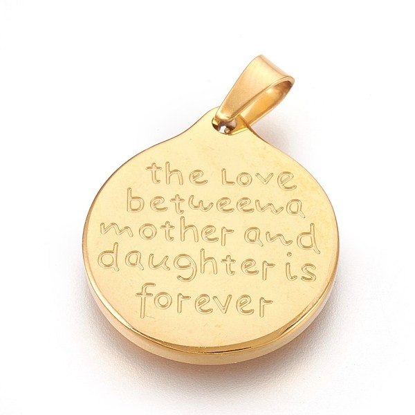 PandaHall 304 Stainless Steel Pendants, Flat Round with Mother Daughter Quotes, Golden, 26x23x2.5mm, Hole: 4x5mm 304 Stainless Steel Flat...
PandaHall 304 Stainless Steel Pendants, Flat Round with Mother Daughter Quotes, Golden, 26x23x2.5mm, Hole: 4x5mm 304 Stainless Steel Flat...