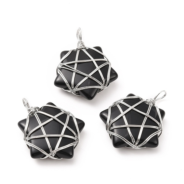 PandaHall Natural Obsidian Pendants, with Platinum Tone Copper Wire Wrapped, Cadmium Free & Lead Free, Star, 37~41x29~31x9~11mm, Hole...
PandaHall Natural Obsidian Pendants, with Platinum Tone Copper Wire Wrapped, Cadmium Free & Lead Free, Star, 37~41x29~31x9~11mm, Hole...