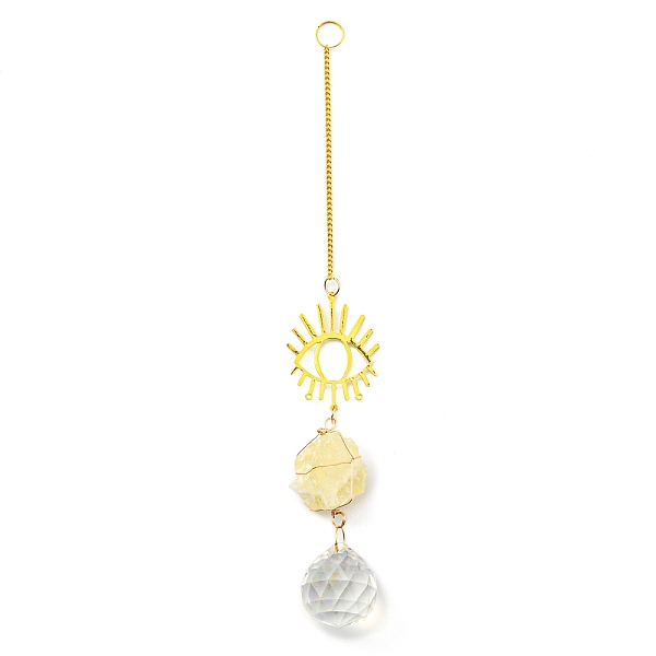 PandaHall Wire Wrapped Nuggets Natural Citrine Pendant Decorations, Brass Evil Eye and Glass Round Tassels Hanging Ornaments, 253mm, Hole...
PandaHall Wire Wrapped Nuggets Natural Citrine Pendant Decorations, Brass Evil Eye and Glass Round Tassels Hanging Ornaments, 253mm, Hole...
