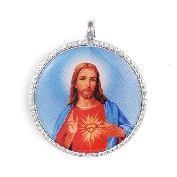 PandaHall Jesus Pattern Flat Round Alloy Pendants, Platinum, Sky Blue, 35x30x2mm, Hole: 2mm Alloy Flat Round Blue
PandaHall Jesus Pattern Flat Round Alloy Pendants, Platinum, Sky Blue, 35x30x2mm, Hole: 2mm Alloy Flat Round Blue