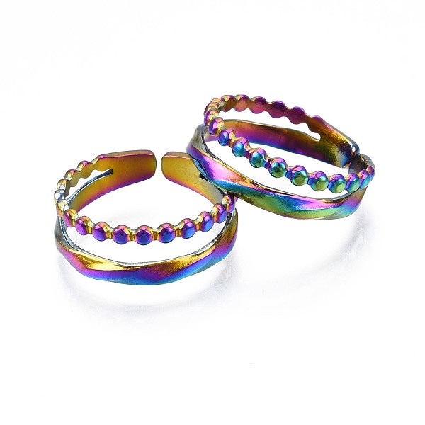 PandaHall 304 Stainless Steel Hollow Wide Cuff Ring, Rainbow Color Open Ring for Women, US Size 7 3/4(17.9mm) 304 Stainless Steel
PandaHall 304 Stainless Steel Hollow Wide Cuff Ring, Rainbow Color Open Ring for Women, US Size 7 3/4(17.9mm) 304 Stainless Steel