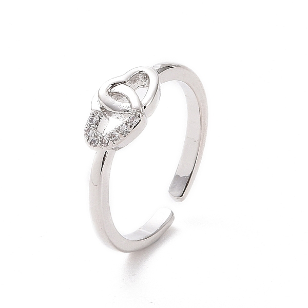PandaHall Clear Cubic Zirconia Interlocking Heart Open Cuff Ring, Brass Jewelry for Valentine's Day, Platinum, US Size 6 3/4(17.1mm)...
PandaHall Clear Cubic Zirconia Interlocking Heart Open Cuff Ring, Brass Jewelry for Valentine's Day, Platinum, US Size 6 3/4(17.1mm)...