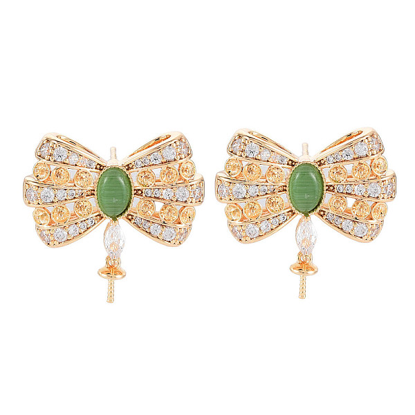 PandaHall Brass Micro Pave Clear Cubic Zirconia Stud Earring Findings, with Cat Eye, for Half Drilled Beads, Nickel Free, Bowknot, Real 18K..., Green
PandaHall Brass Micro Pave Clear Cubic Zirconia Stud Earring Findings, with Cat Eye, for Half Drilled Beads, Nickel Free, Bowknot, Real 18K..., Green