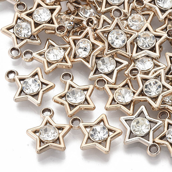 PandaHall UV Plating Acrylic Pendants, with Acrylic Rhinestone, Star, Light Gold, 17x14.5x5.5mm, Hole: 2mm Acrylic Star Clear
PandaHall UV Plating Acrylic Pendants, with Acrylic Rhinestone, Star, Light Gold, 17x14.5x5.5mm, Hole: 2mm Acrylic Star Clear