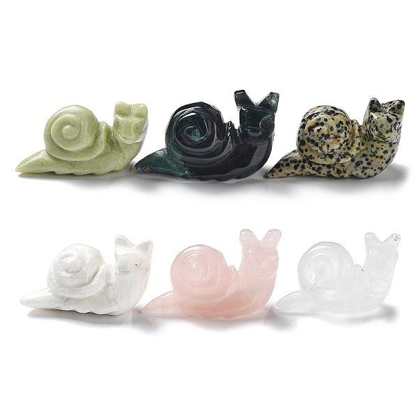 PandaHall Natural Gemstone Carved Healing Snail Figurines, Reiki Energy Stone Display Decorations, 58~62x24~26x35~38.5mm Mixed Stone Snail
PandaHall Natural Gemstone Carved Healing Snail Figurines, Reiki Energy Stone Display Decorations, 58~62x24~26x35~38.5mm Mixed Stone Snail