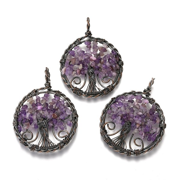 PandaHall Natural Amethyst Pendants, with Red Copper Plated Brass Findings, Flat Round with Tree of Life, 64~67.5x50~51x6~7.5mm, Hole...
PandaHall Natural Amethyst Pendants, with Red Copper Plated Brass Findings, Flat Round with Tree of Life, 64~67.5x50~51x6~7.5mm, Hole...