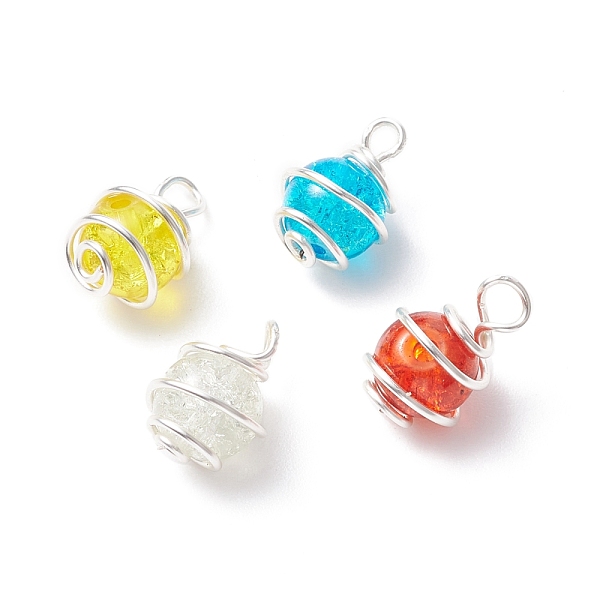 PandaHall Crackle Glass Beaded Pendants, with Silver Tone Copper Jewelry Wire, Round, Mixed Color, 13.5~14.5x9mm, Hole: 2.5mm Brass+Glass..., Multicolor
PandaHall Crackle Glass Beaded Pendants, with Silver Tone Copper Jewelry Wire, Round, Mixed Color, 13.5~14.5x9mm, Hole: 2.5mm Brass+Glass..., Multicolor