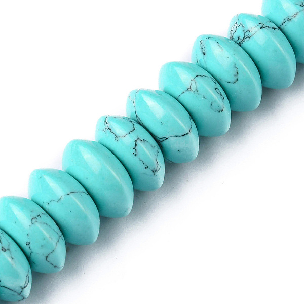 PandaHall Synthetic Turquoise Beads Strands, Saucer Beads, Rondelle, 12x5.5~6.5mm, Hole: 1.2mm, about 33pcs/strand, 7.80~8.82 inch...
PandaHall Synthetic Turquoise Beads Strands, Saucer Beads, Rondelle, 12x5.5~6.5mm, Hole: 1.2mm, about 33pcs/strand, 7.80~8.82 inch...